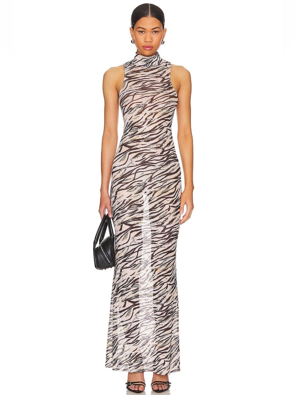 Superdown Angelika Sheer Dress in Beige Multi